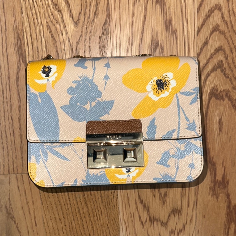 Furla Yellow and Blue Floral Crossbody Bag